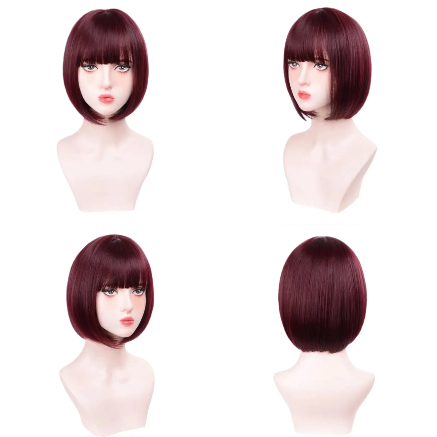 Pink Bob Synthetic wig /Short straight hair with bangs/ Multi-colored Cosplay Wig/ high temperature silk wig