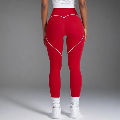 Women's Heart-Shaped High-Waisted Yoga Leggings & Cross-Strap Sports Bra Set (Victorious Ganymede Grind Leggings)