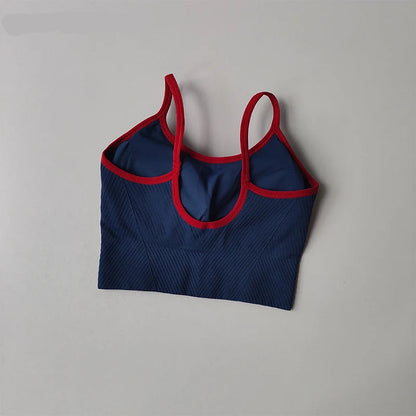 Color Blocking Sports Bra for Women / Fixed Cup Fitness Bra / Gym Bra