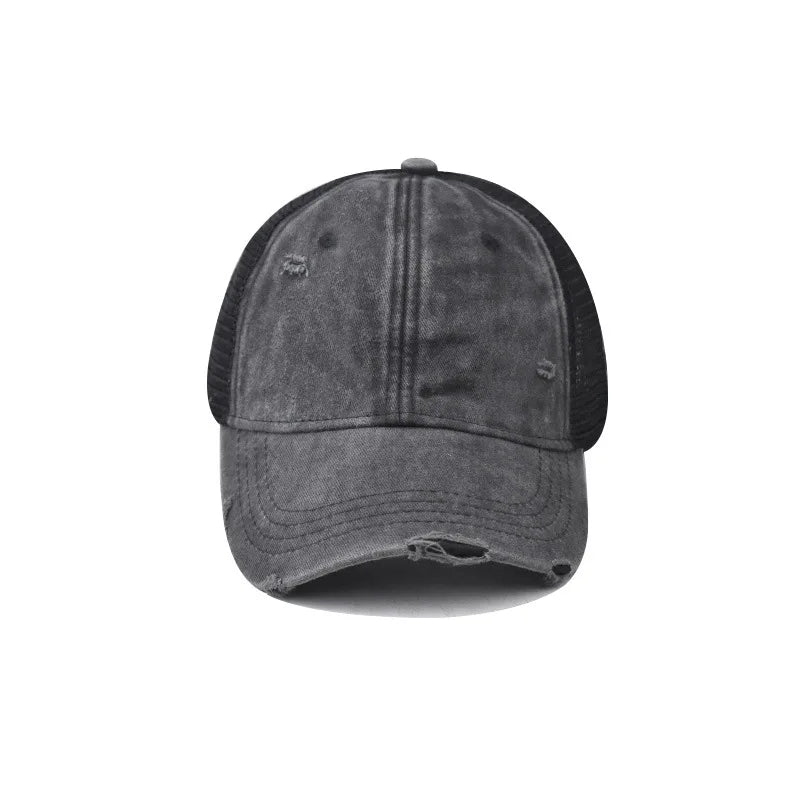 Washed Cotton Mesh Breathable Baseball Cap / Old Ripped Caps Men and Women