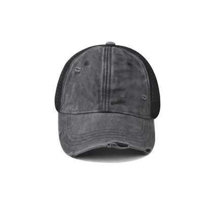 Washed Cotton Mesh Breathable Baseball Cap / Old Ripped Caps Men and Women