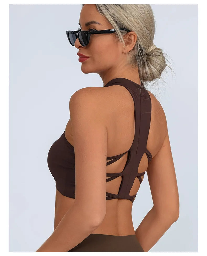 Sheer Mesh Yoga Bra / Beauty Back Inner Wearing Hollow-out Workout Bra (Victorious Astro Nexus)