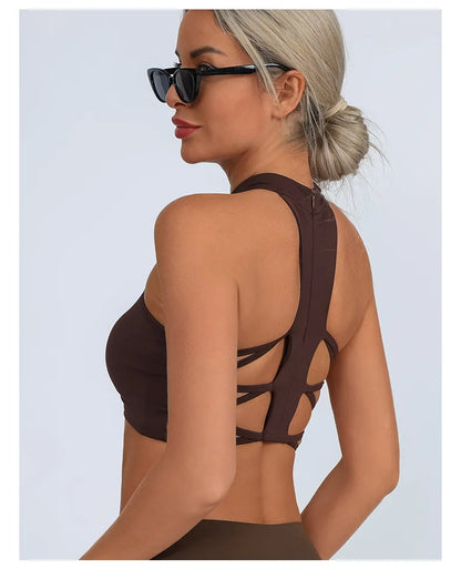 Sheer Mesh Yoga Bra / Beauty Back Inner Wearing Hollow-out Workout Bra (Victorious Astro Nexus)