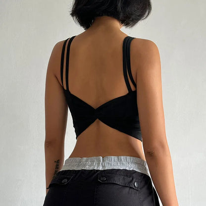 Women's Back knotted Sports Bra / High Impact Gym (Victorious Titanium Mesh)