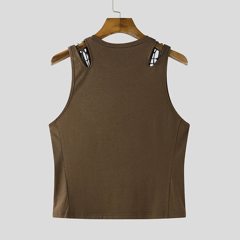 Mesh Tech Hollow Ribbed Tank Top/ Unisex / activewear & casual