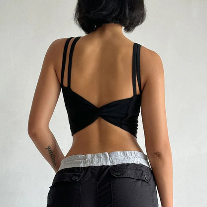 Women's Back knotted Sports Bra / High Impact Gym (Victorious Titanium Mesh)