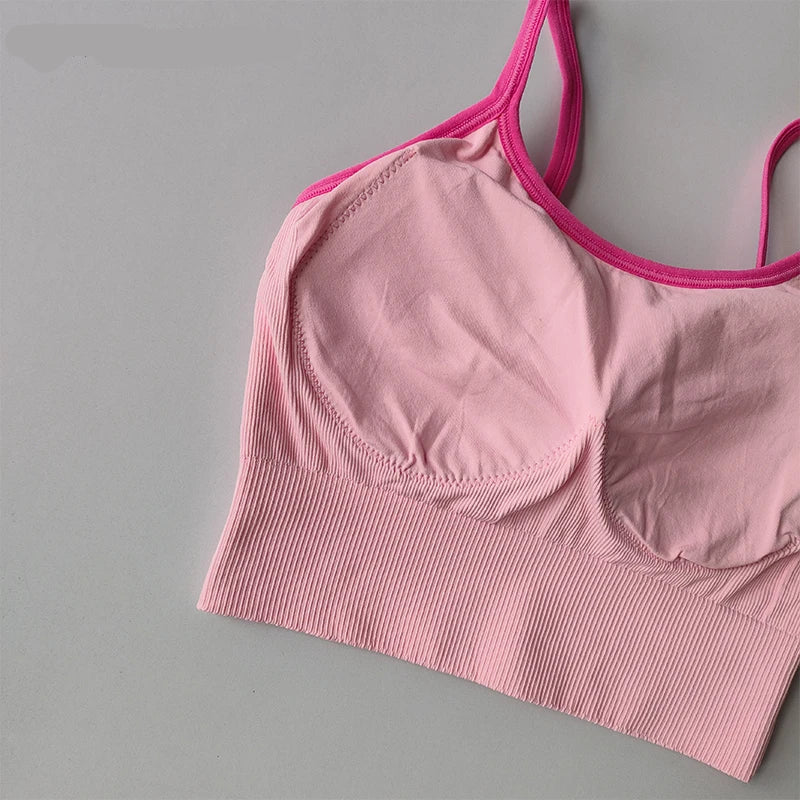 Color Blocking Sports Bra for Women / Fixed Cup Fitness Bra / Gym Bra