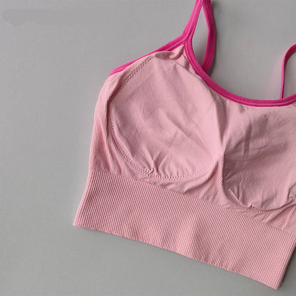 Color Blocking Sports Bra for Women / Fixed Cup Fitness Bra / Gym Bra