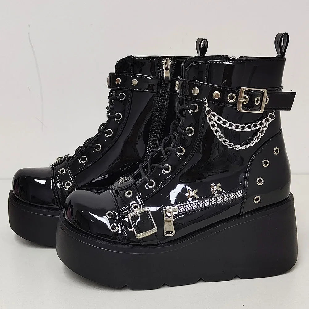 Gothic Style Platform Boots/ Vampire Cosplay Women Mid-calf Boots