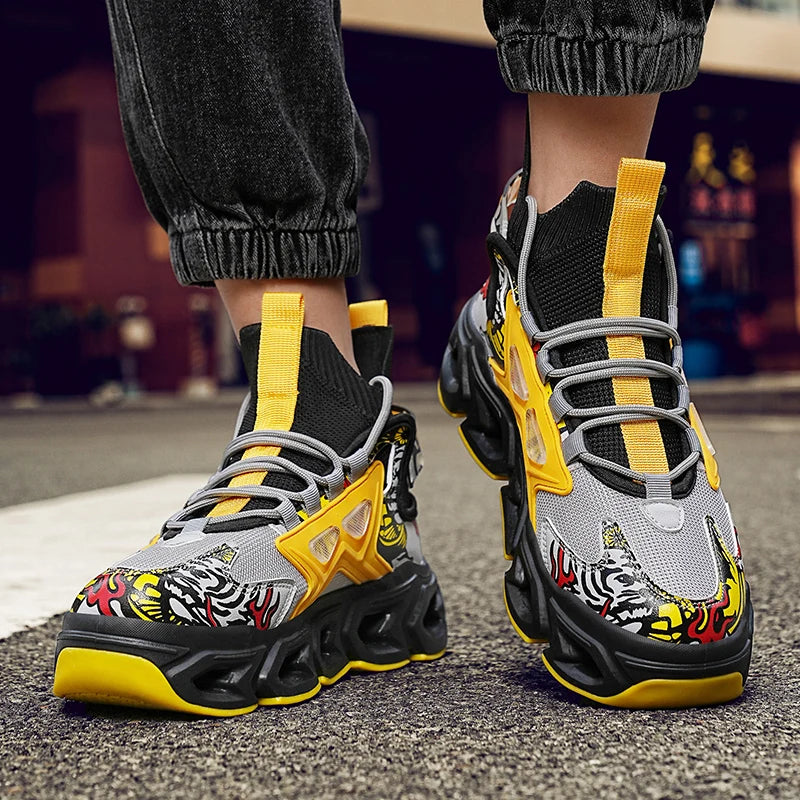 Workout Sneakers Male Size/ Mixed Color Graphics - Trendy Style