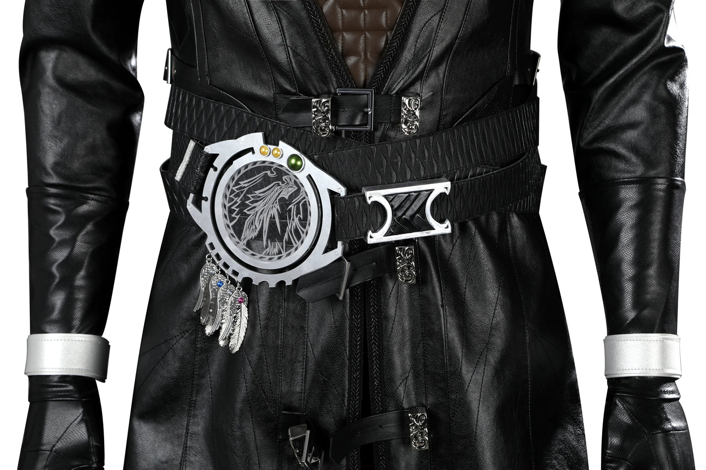FF7 Sephiroth Cosplay Black/ Fantasy Leather Coat and Accessories