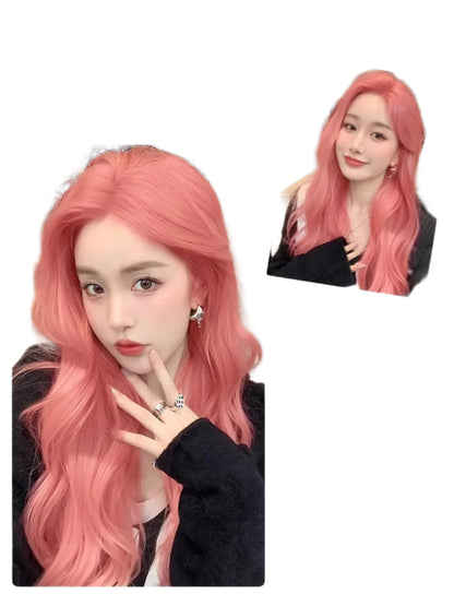 Orange Pink Wig/ Long Wavy Synthetic Wig/ Heat Resistant Cosplay Wig