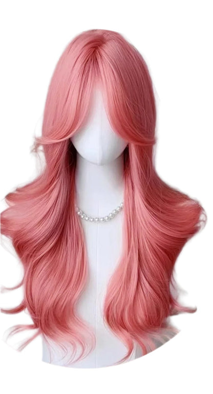 Orange Pink Wig/ Long Wavy Synthetic Wig/ Heat Resistant Cosplay Wig