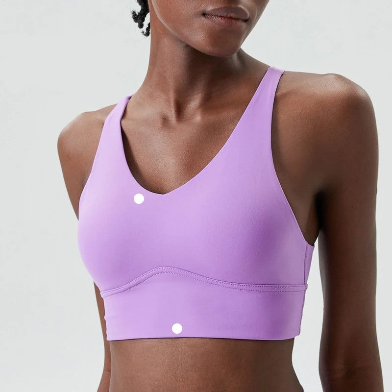 Women's Buttery Soft V-Neckline Sports Bra / Gym Bra High Impact (Victorious TechWeave)