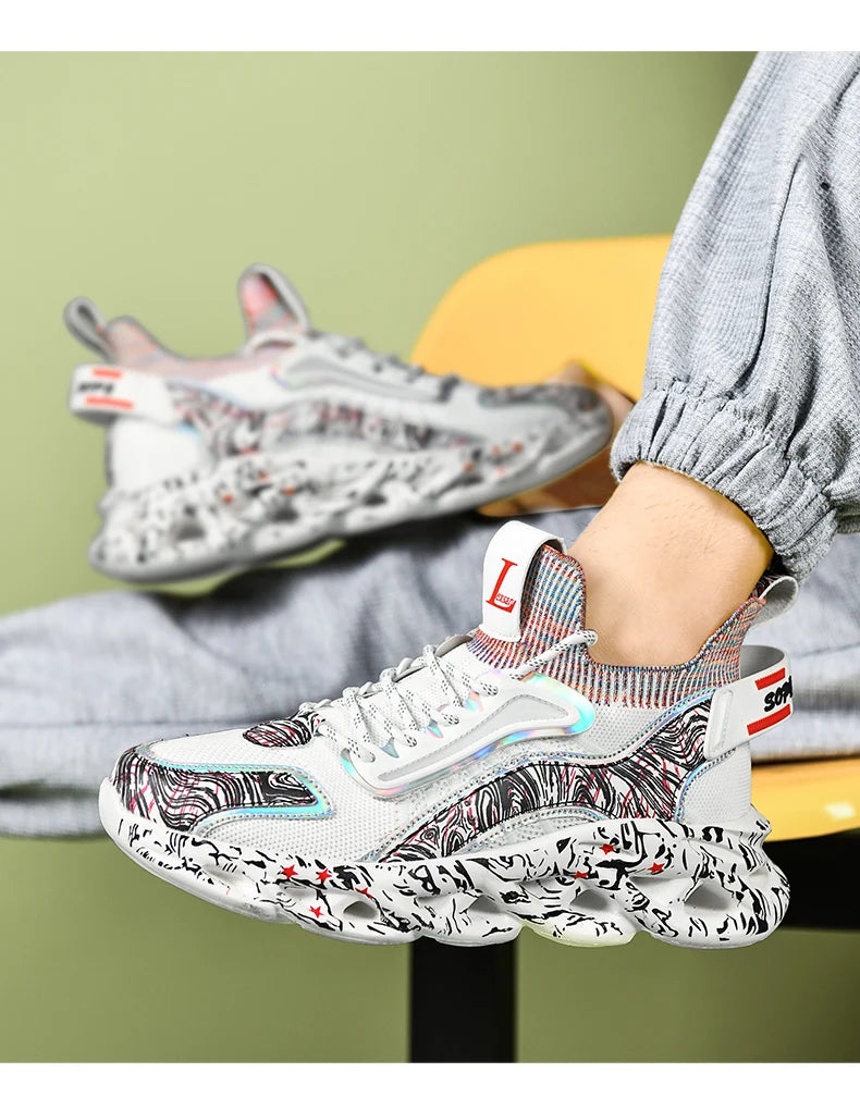 Workout Sneakers Male Size/ Mixed Color Graphics - Trendy Style