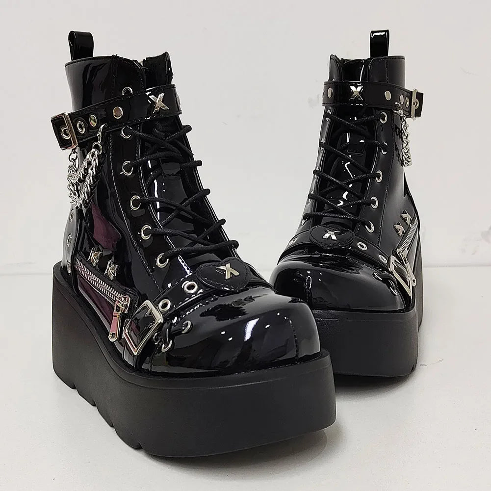 Gothic Style Platform Boots/ Vampire Cosplay Women Mid-calf Boots