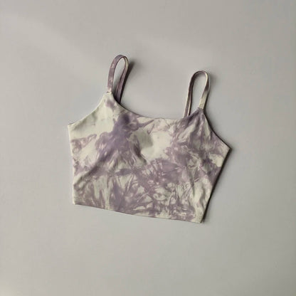 Tie-dyed One-piece Cup Sports Bra/ Women's High Shock-proof Running Top