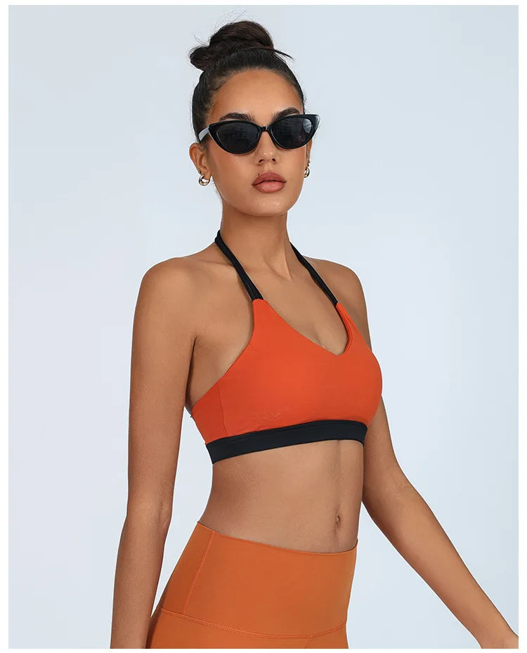 Thin Shoulder Strap High Elastic Breathable Contrast Bra (Victorious AthleteOS)