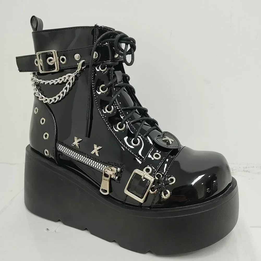 Gothic Style Platform Boots/ Vampire Cosplay Women Mid-calf Boots