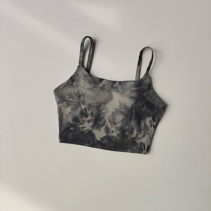 Tie-dyed One-piece Cup Sports Bra/ Women's High Shock-proof Running Top