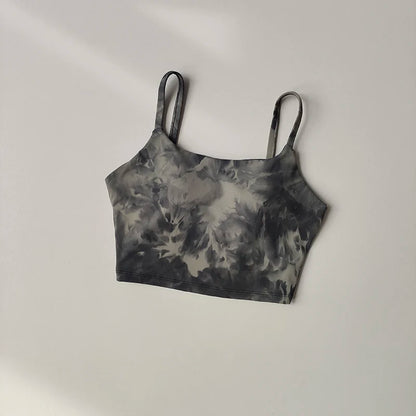 Tie-dyed One-piece Cup Sports Bra/ Women's High Shock-proof Running Top