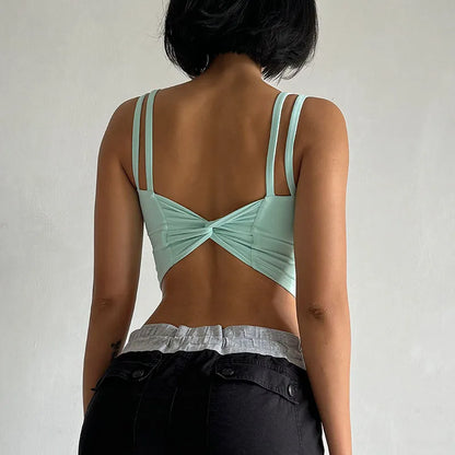 Women's Back knotted Sports Bra / High Impact Gym (Victorious Titanium Mesh)