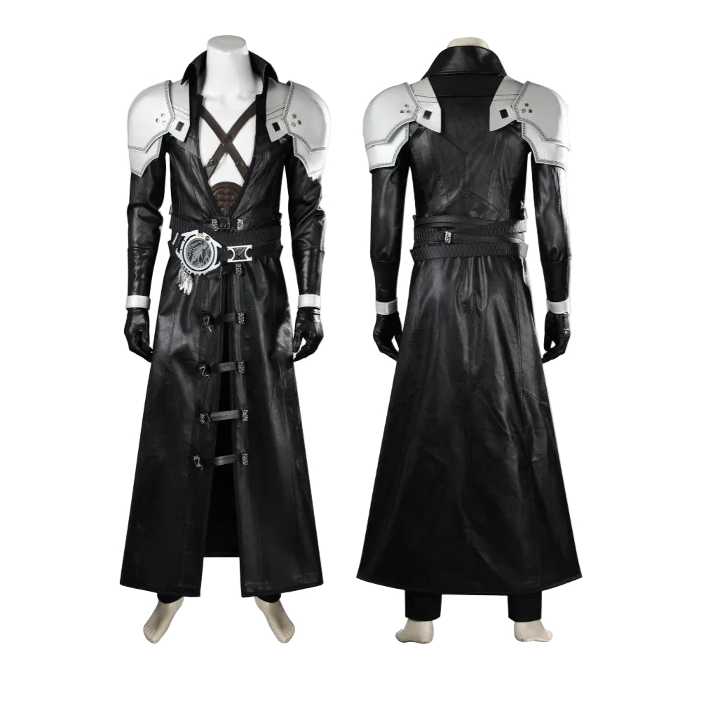 FF7 Sephiroth Cosplay Black/ Fantasy Leather Coat and Accessories