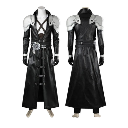 FF7 Sephiroth Cosplay Black/ Fantasy Leather Coat and Accessories