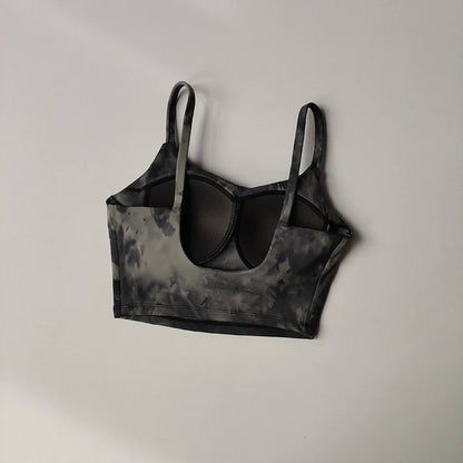 Tie-dyed One-piece Cup Sports Bra/ Women's High Shock-proof Running Top