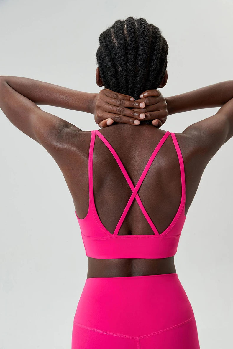 Women's Buttery Soft V-Neckline Sports Bra / Gym Bra High Impact (Victorious TechWeave)