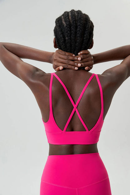 Women's Buttery Soft V-Neckline Sports Bra / Gym Bra High Impact (Victorious TechWeave)