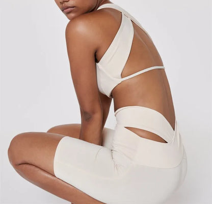 Women's Elastic Sports Bra & Shorts/ Wide Strap Cross Back Fitness Bra (Victorious Motion Matrix)