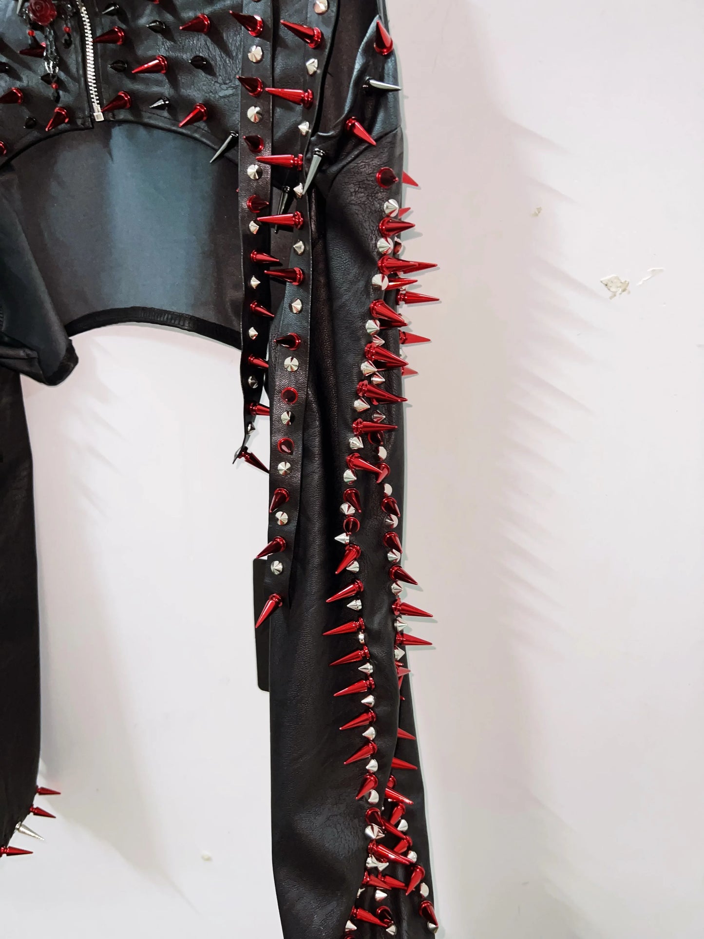 Gothic Full Outfit clothes  / Red Spikes and Black set