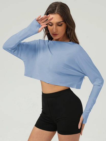 Yoga Shirts Women Long Sleeve Hollow Out Backless Crop Top (Victorious NeuraFit)