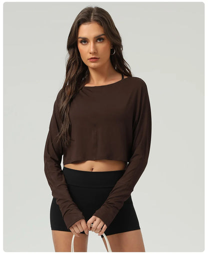 Yoga Shirts Women Long Sleeve Hollow Out Backless Crop Top (Victorious NeuraFit)