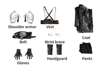 FF7 Sephiroth Cosplay Black/ Fantasy Leather Coat and Accessories