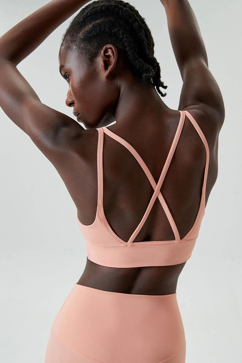 Women's Buttery Soft V-Neckline Sports Bra / Gym Bra High Impact (Victorious TechWeave)