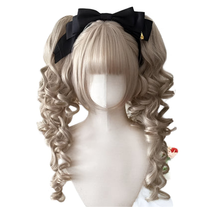 Synthetic Princess Cut Double ponytail Lolita Wig with Bangs /Ombre Blonde brown White gray Cosplay/ Harajuku wig