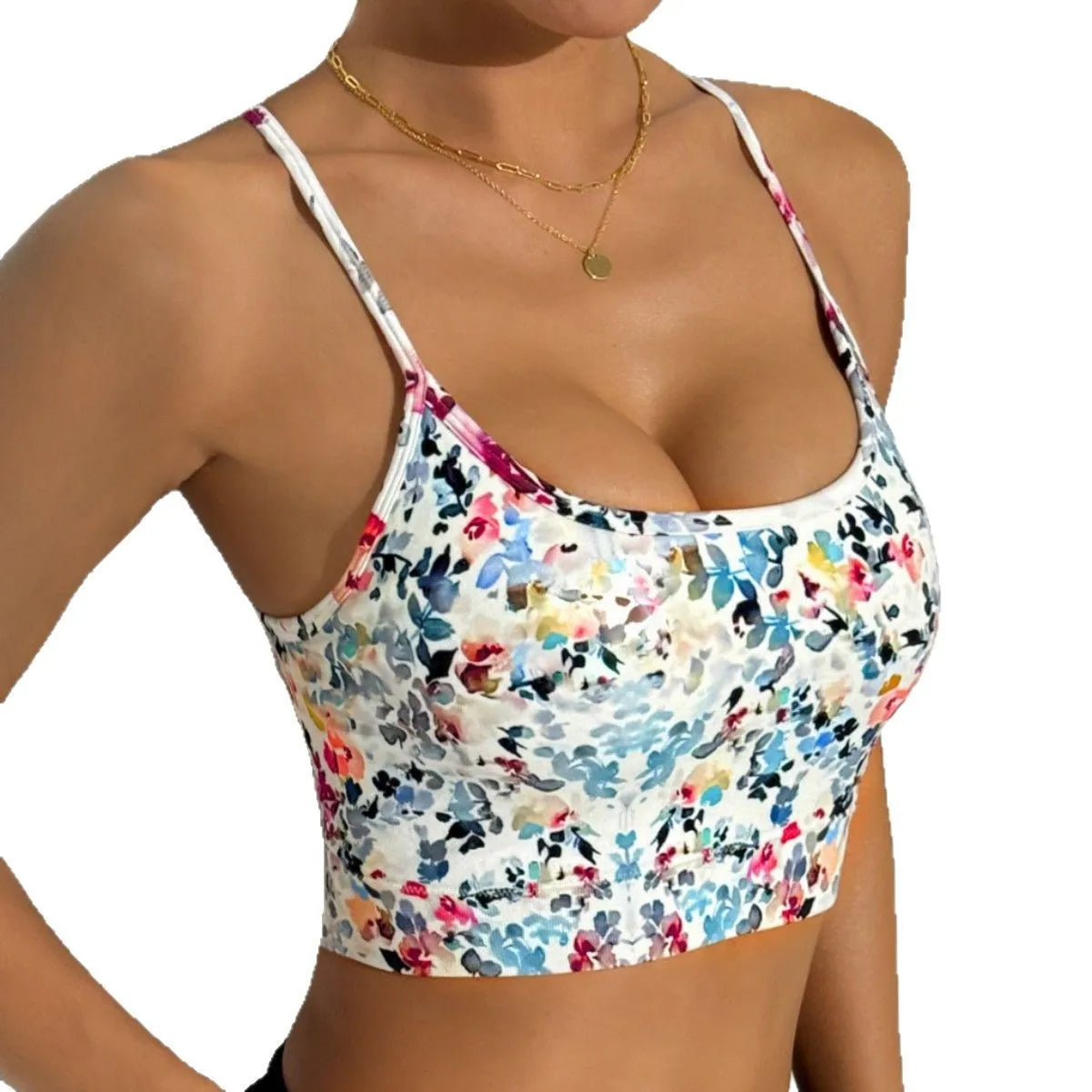 Floral Print Yoga Bra for Women/ Cross Back Gym Sports Bra