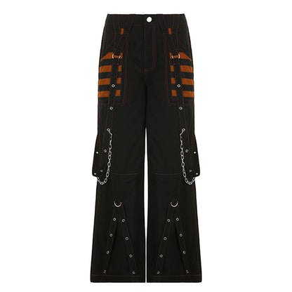 Women Goth Cargo Pants / High Waist Baggy Jeans (Victorious CryoStream)