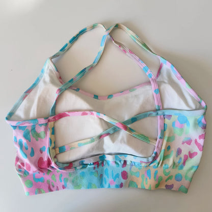 Floral Print Yoga Bra for Women/ Cross Back Gym Sports Bra