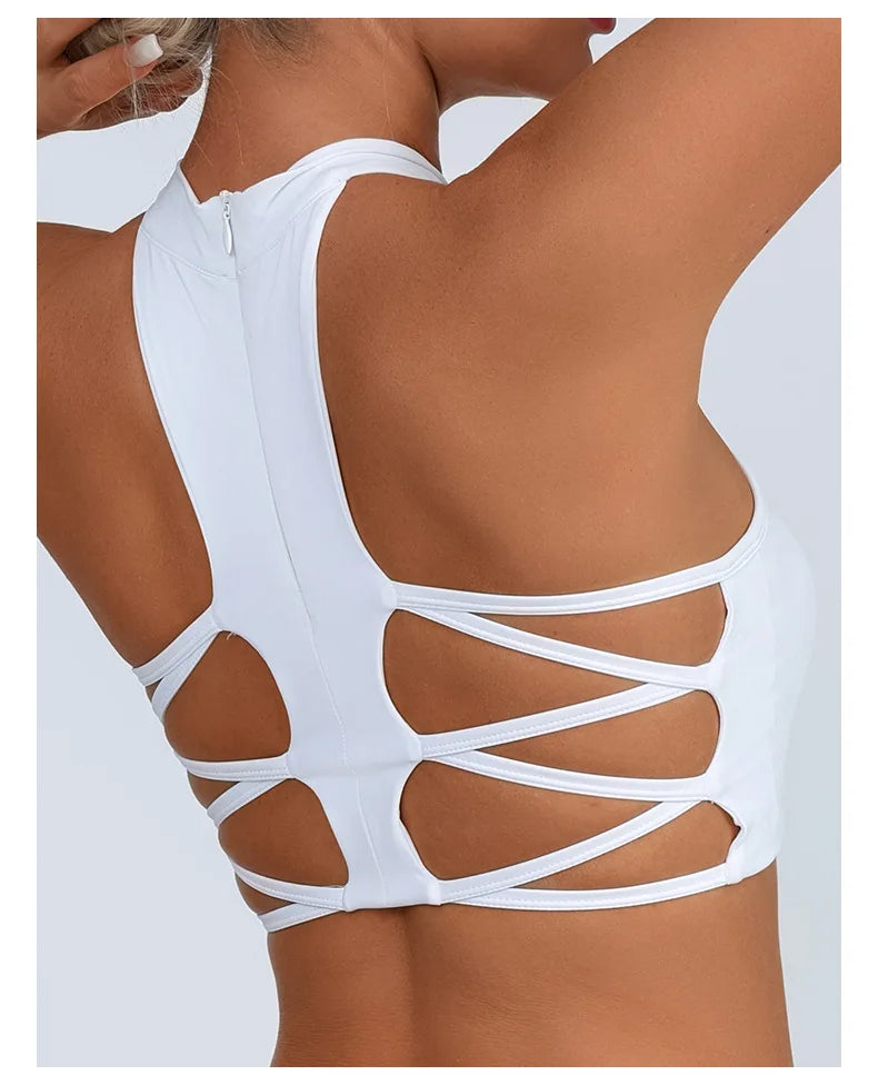 Sheer Mesh Yoga Bra / Beauty Back Inner Wearing Hollow-out Workout Bra (Victorious Astro Nexus)