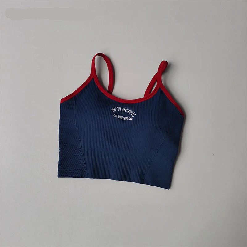 Color Blocking Sports Bra for Women / Fixed Cup Fitness Bra / Gym Bra