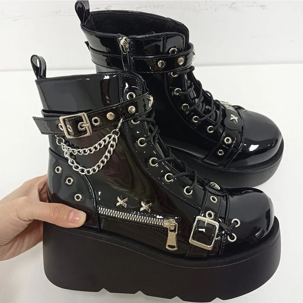 Gothic Style Platform Boots/ Vampire Cosplay Women Mid-calf Boots