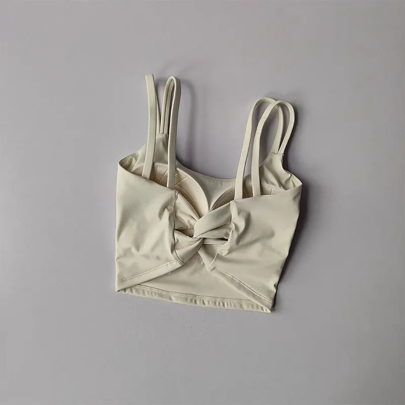 Women's Back knotted Sports Bra / High Impact Gym (Victorious Titanium Mesh)