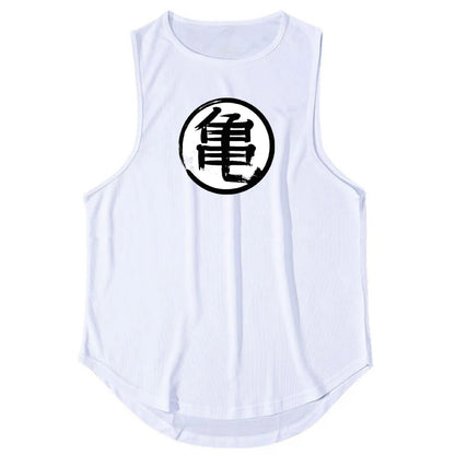 Japanese Turtle Script Printed Mens Gym Tank Top / Quick Dry Bodybuilding Tank Top