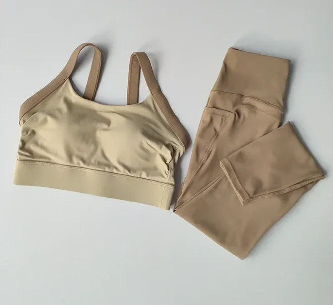 High Intensity Color Blocking Yoga Set 2PCS/ High Waist Fitness Leggings