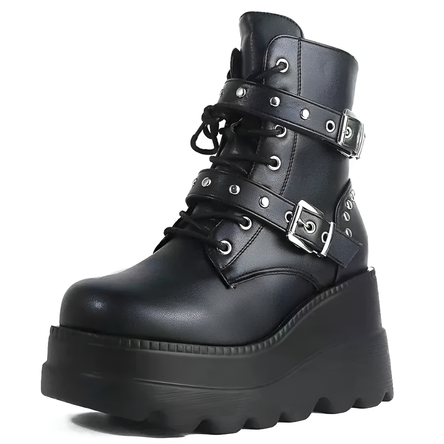 Vegan Leather Ankle Boots / Lace Up Gothic Shoes