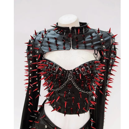 Gothic Full Outfit clothes  / Red Spikes and Black set