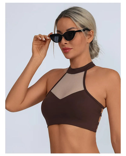 Sheer Mesh Yoga Bra / Beauty Back Inner Wearing Hollow-out Workout Bra (Victorious Astro Nexus)